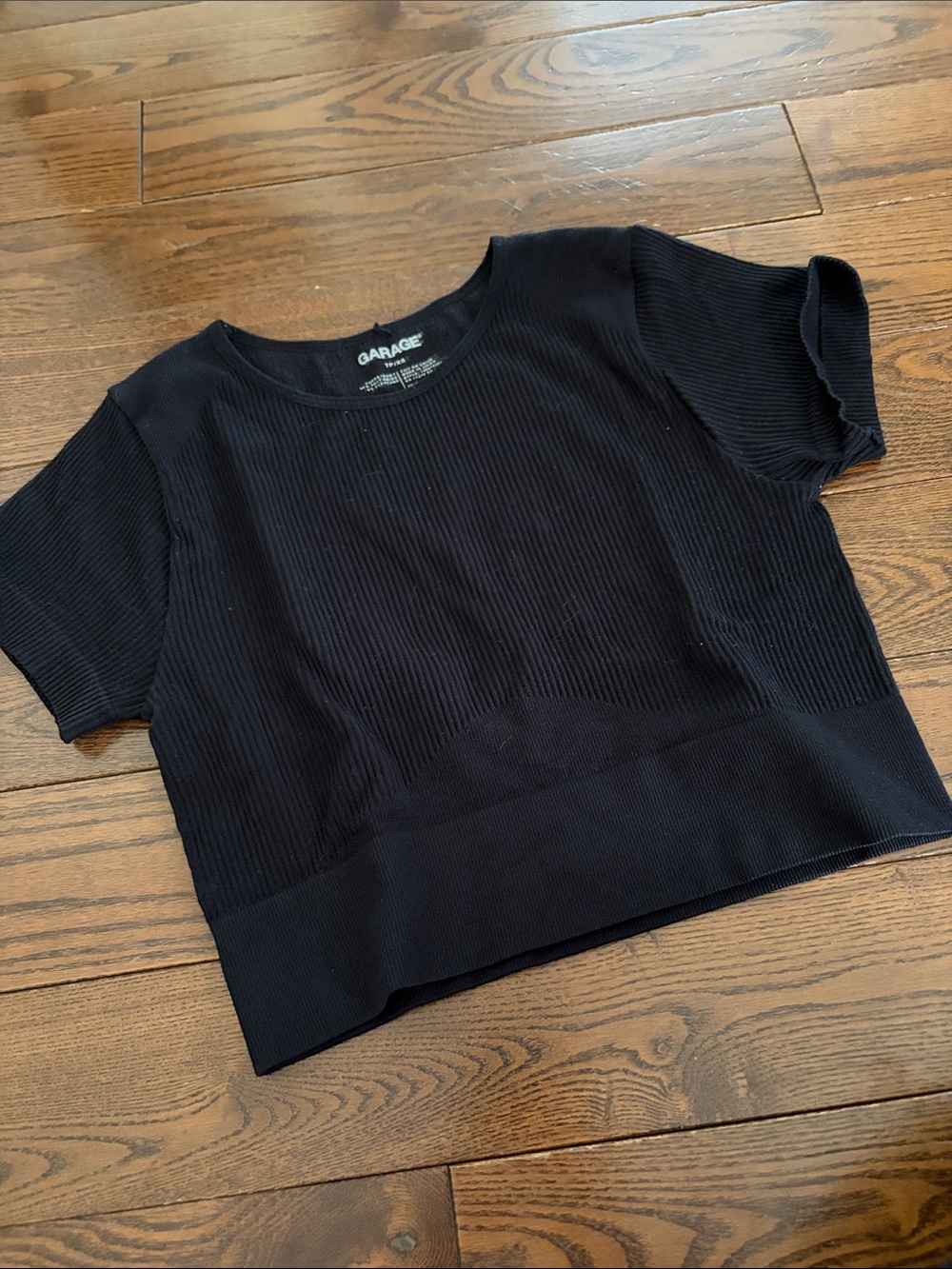🔥 3/$25 - Garage Black Ribbed Short Sleeve Cropped Tee